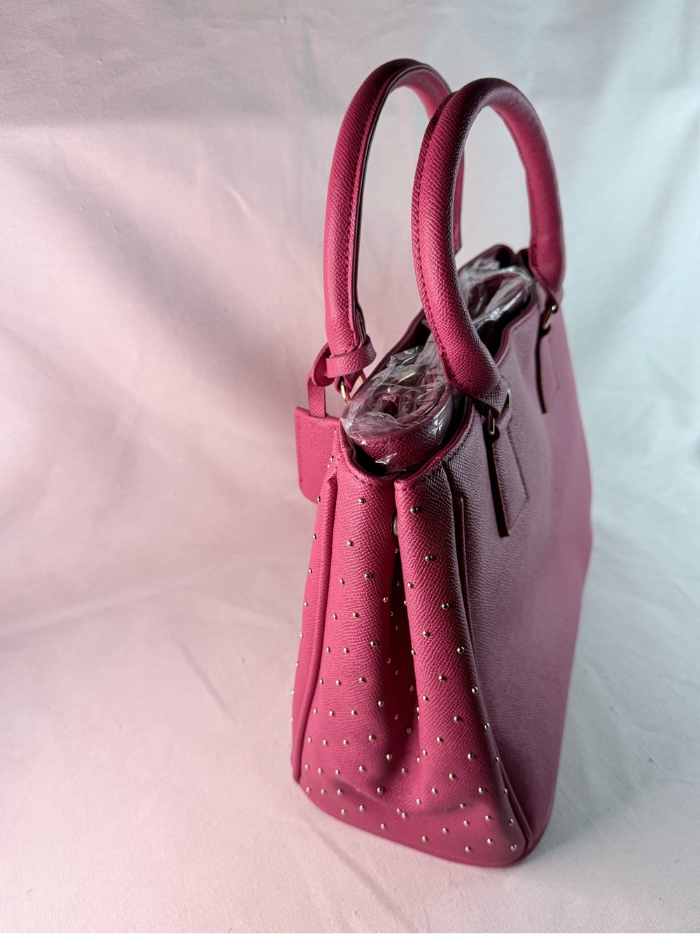 bebe Raspberry Pink Studded Tote - Picture 4 of 13